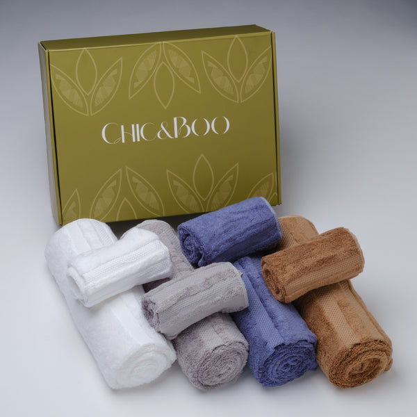 CONJUNTO DE TOALLAS DE BAÑO Y DE MANO GRIS OSCURO DE BAMBÚ ORGANICO