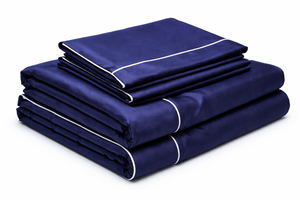 JUEGO DE CAMA BRISA · AZUL MARINO · Fresco, suave y profundo