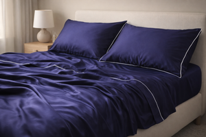 JUEGO DE CAMA BRISA · AZUL MARINO · Fresco, suave y profundo